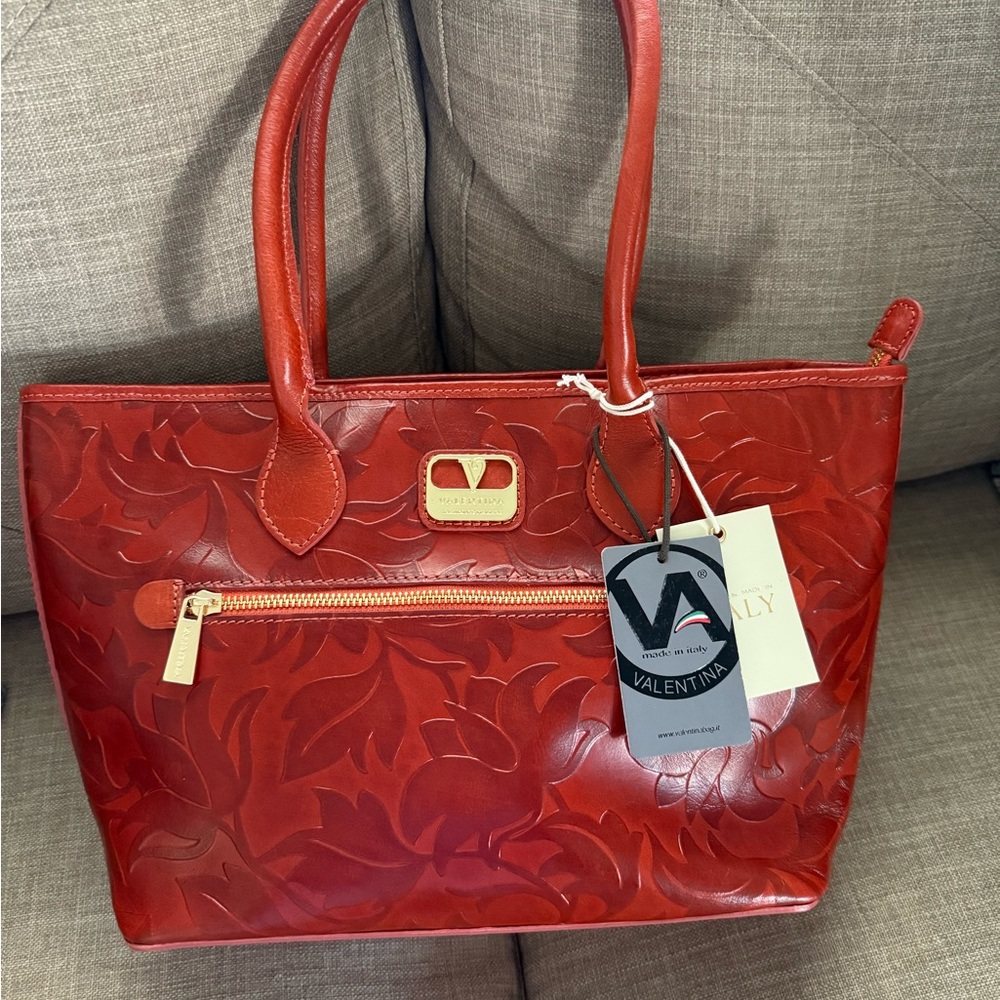 Valentina Scarlet Embossed Tote